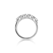 1.87 Carats Natural Diamond Halo Five Stone Band - The Diamond Factory