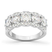 1.87 Carats Natural Diamond Halo Five Stone Band - The Diamond Factory