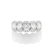 1.87 Carats Natural Diamond Halo Five Stone Band - The Diamond Factory