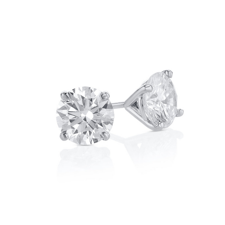 2.02 Carat Round Lab Grown Diamond Ear Studs GCAL Certified set in 14K White Gold (4 Prong Setting)