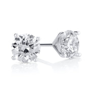 2.01 Carat Round Lab Grown Diamond Ear Studs set in 14K White Gold (4 Prong Setting)