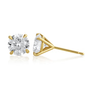 2.00 carat Round Lab Grown Diamond Ear Studs set in 14K Yellow Gold