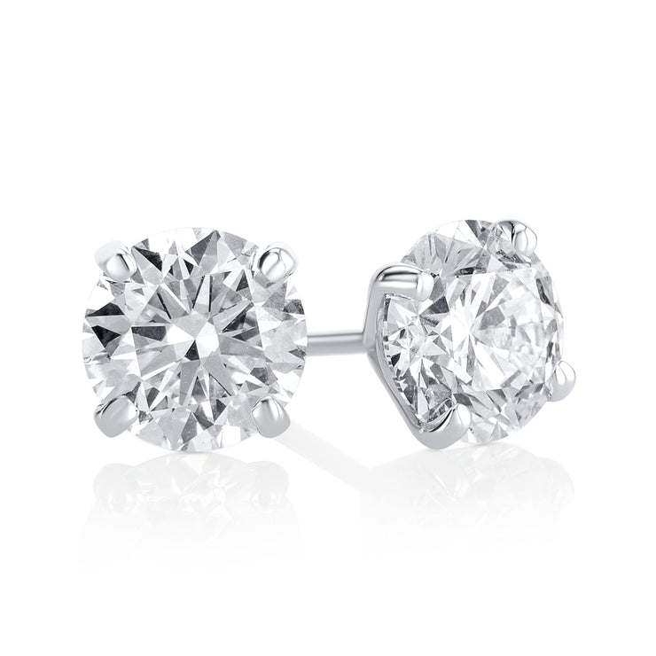 2.20 Carat Round Lab Grown Diamond Ear Studs set in 14K White Gold (4 Prong Setting)