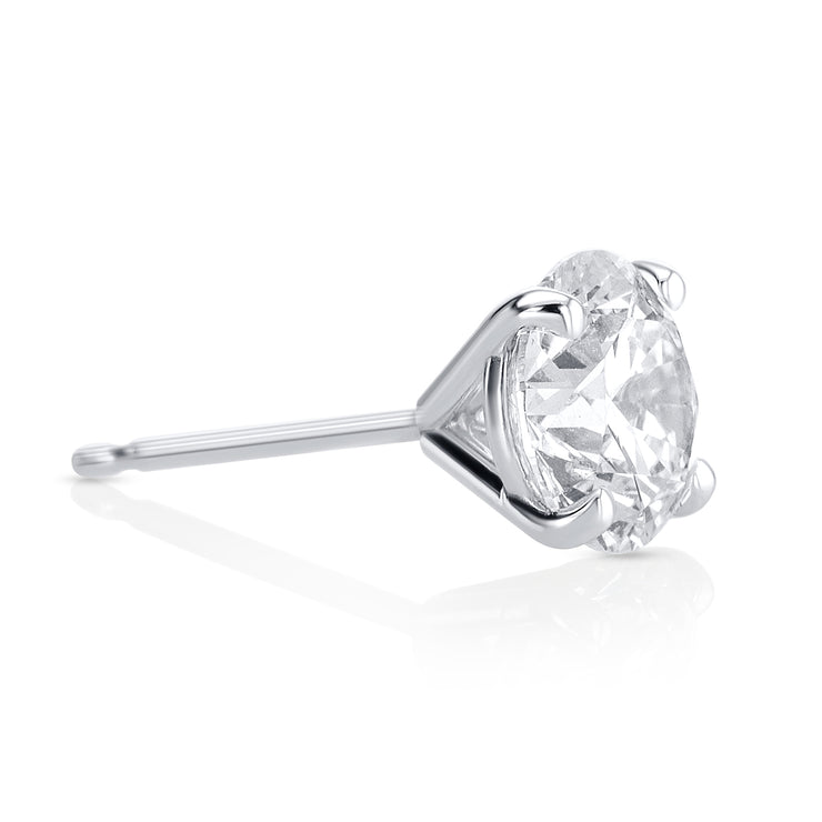 2.20 Carat Round Lab Grown Diamond Ear Studs set in 14K White Gold (4 Prong Setting)