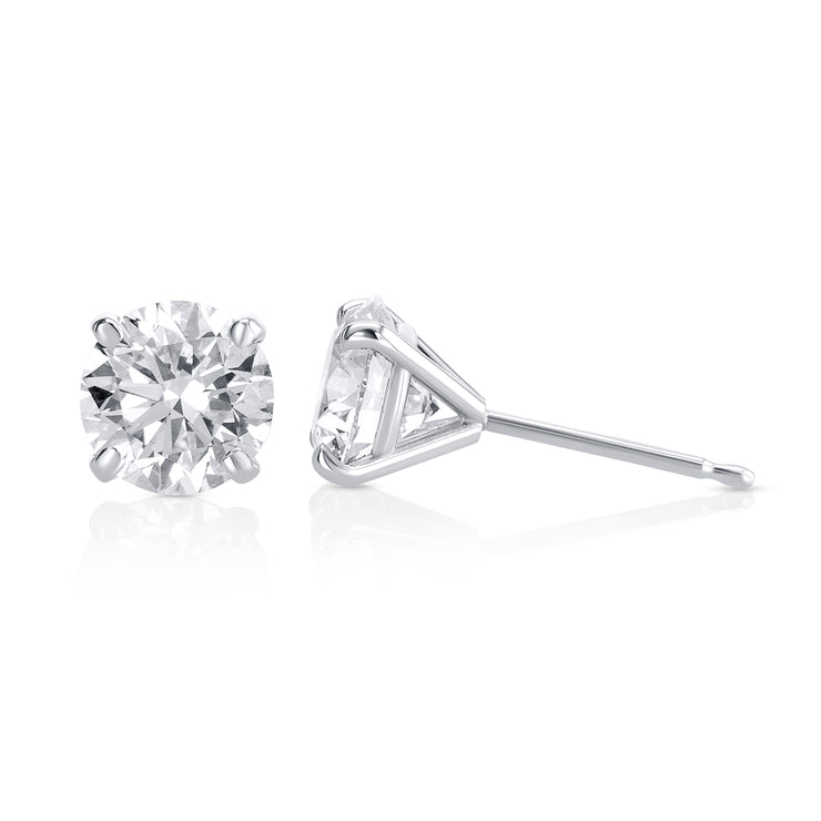 2.20 Carat Round Lab Grown Diamond Studs in 14K White Gold