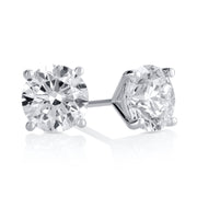 2.53 Carat Round Lab Grown Diamond Ear Studs set in 14K White Gold (4 Prong Setting)