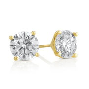 2.59 Carat Round Lab Grown Diamond Ear Studs set in 14K Yellow Gold (4 Prong Setting)