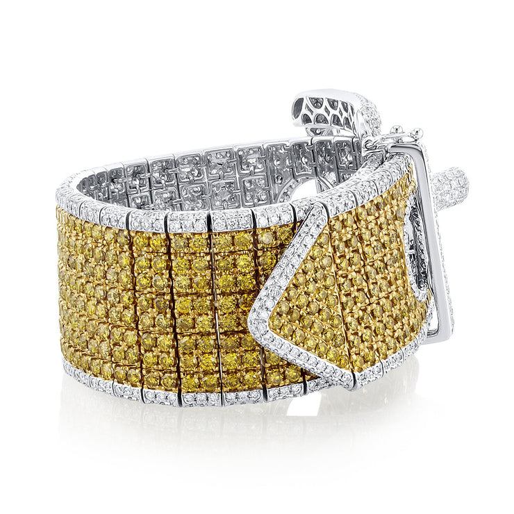 20.08 Carat Natural Diamond Belt Bracelet in 18K White & Yellow Gold - The Diamond Factory