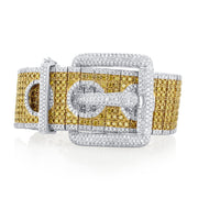 20.08 Carat Natural Diamond Belt Bracelet in 18K White & Yellow Gold - The Diamond Factory