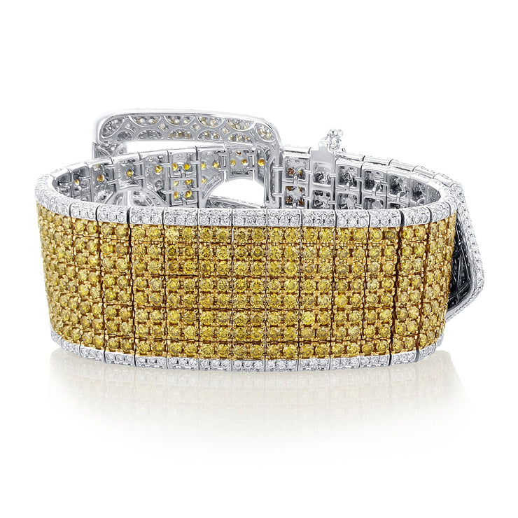 20.08 Carat Natural Diamond Belt Bracelet in 18K White & Yellow Gold - The Diamond Factory