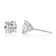2.01 Carat Round Lab Grown Diamond Studs in 14K White Gold - The Diamond Factory