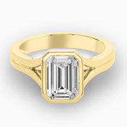 2.05 Carats Lab Grown Emerald Diamond Bezel Engagement Ring - The Diamond Factory