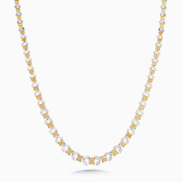 21.03 Carats Fancy Yellow and White Natural Diamond Necklace - The Diamond Factory
