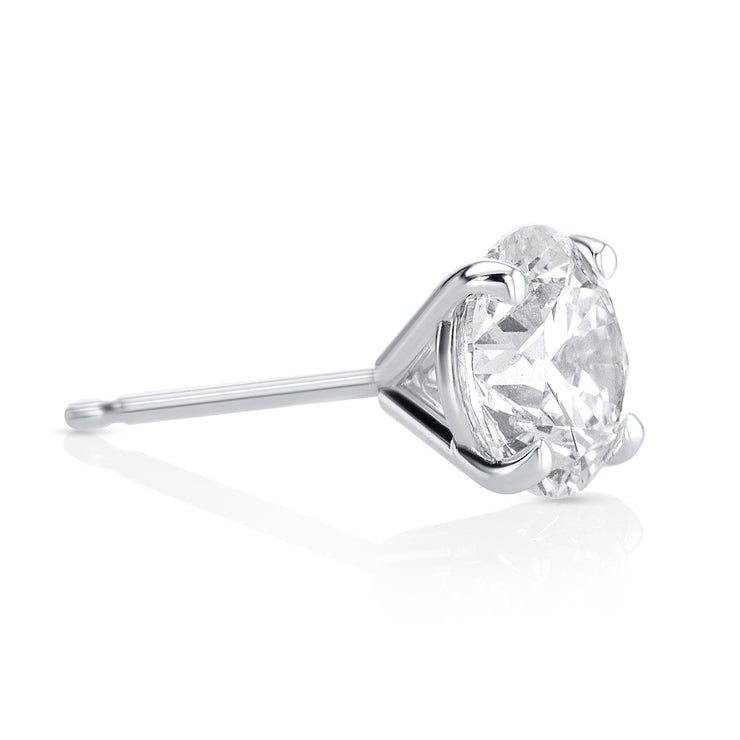 2.20 Carat Round Lab Grown Diamond Studs in 14K White Gold - The Diamond Factory