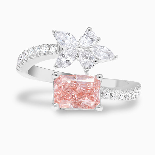 2.25 Carats Fancy Pink and White Lab Grown Diamond Ring - The Diamond Factory
