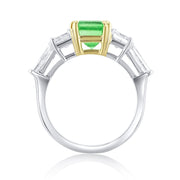 2.35 Carat Natural Diamond & Colombian Emerald 5 Stone Ring in 18K Platinum & Yellow Gold - The Diamond Factory