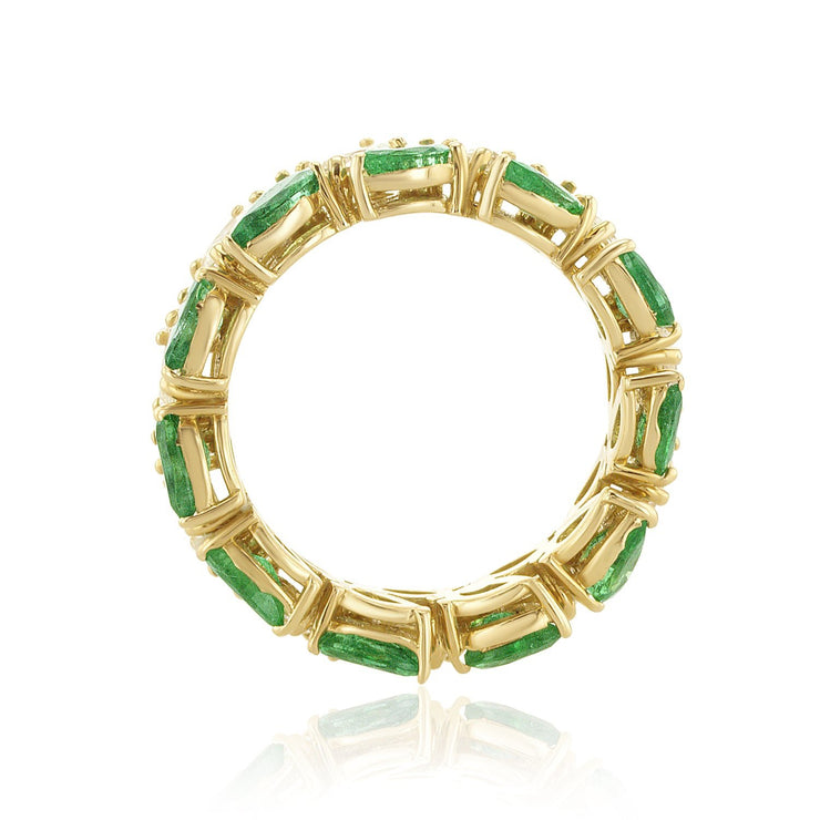 2.35 Carat Natural Diamonds/1.93 Carat Emerald Eternity Band in 18K Yellow Gold - The Diamond Factory