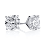 2.43 Carat Round Lab Grown Diamond Studs in 14K White Gold - The Diamond Factory