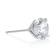 2.47 Carat Round Lab Grown Diamond Studs in 14K White Gold - The Diamond Factory