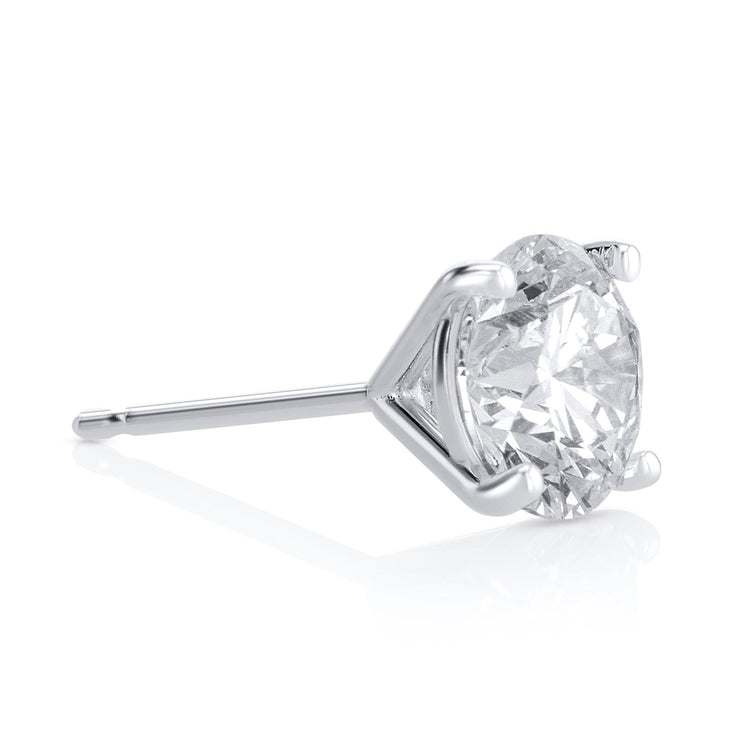 2.52 Carat Round Lab Grown Diamond Studs in 14K White Gold - The Diamond Factory