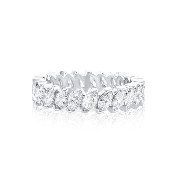 2.57 Cttw Marquise Cut Diamond 14K White Gold Eternity Band - The Diamond Factory