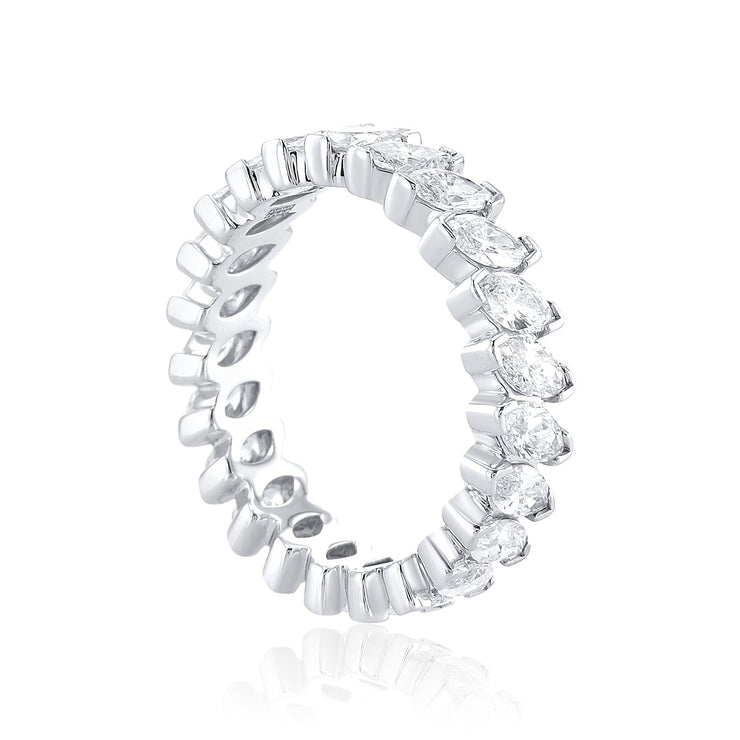 2.57 Cttw Marquise Cut Diamond 14K White Gold Eternity Band - The Diamond Factory
