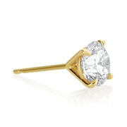 2.59 Carat Round Lab Grown Diamond Studs in 14K Yellow Gold - The Diamond Factory