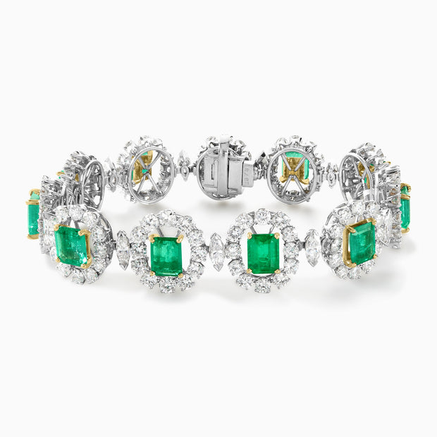 26.10 Carats Natural Diamond and Colombian Emerald Vintage Bracelet - The Diamond Factory