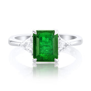 2.73 Carats Natural Diamond & Green Emerald Ring - The Diamond Factory