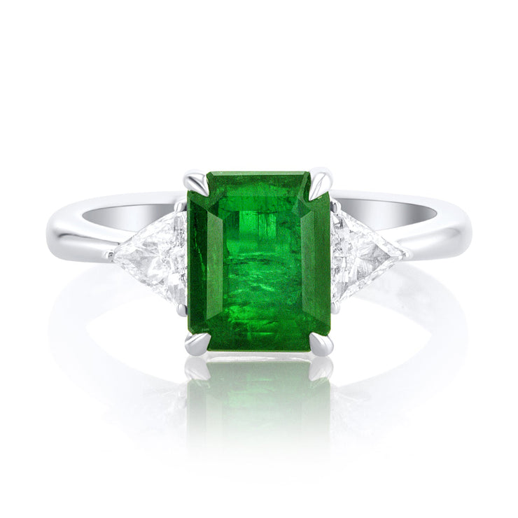2.73 Carats Natural Diamond & Green Emerald Ring - The Diamond Factory