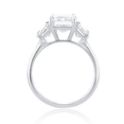 2.92 Carats Emerald Lab Grown Diamond Three Stone Ring - The Diamond Factory