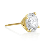 3.11 Carat Round Lab Grown Diamond Ear Studs IGI Certified set in 14K Yellow Gold (4 Prong Setting)