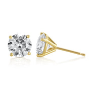 3.11 Carat Round Lab Grown Diamond Ear Studs IGI Certified set in 14K Yellow Gold (4 Prong Setting)