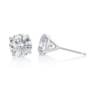 3.01 Carat Round Natural Diamond Studs in 14K White Gold