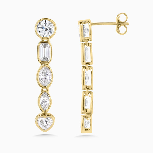 3.00 Carats Lab Grown Multi Shape Diamond Bezel Dangle Earrings - The Diamond Factory