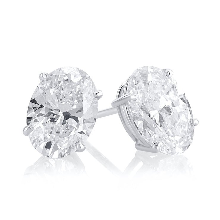 3.06 Carats Oval Lab Grown Diamond Stud Earrings - The Diamond Factory