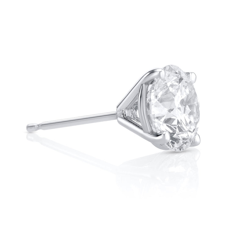 3.15 Carats Round Lab Grown Diamond Stud Earrings - The Diamond Factory