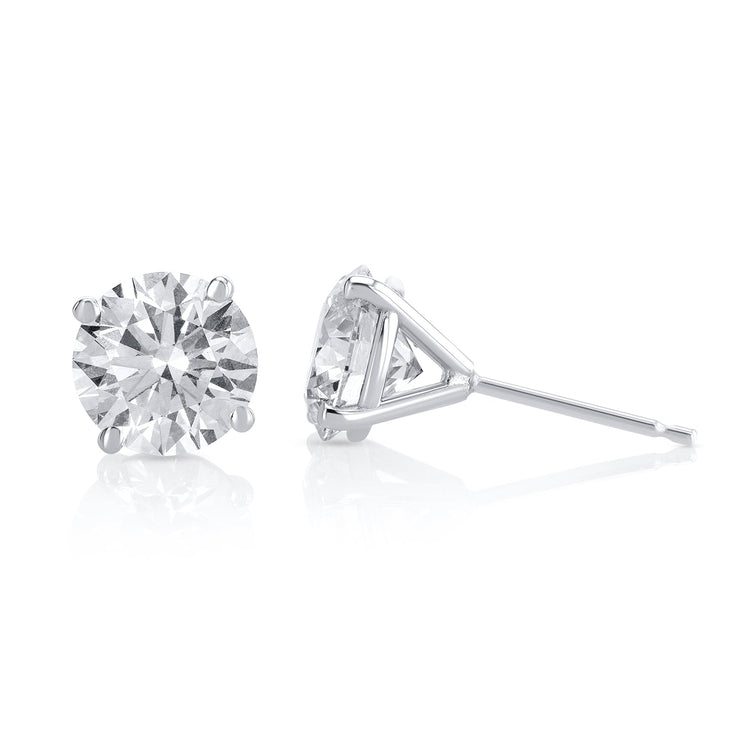 3.15 Carats Round Lab Grown Diamond Stud Earrings - The Diamond Factory