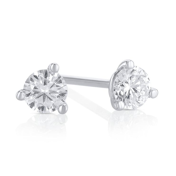 .33 Carats Round Lab Grown Diamond Stud Earrings - The Diamond Factory