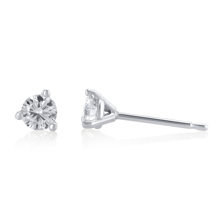 .33 Carats Round Lab Grown Diamond Stud Earrings - The Diamond Factory