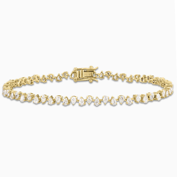 3.40 Carats Natural Pear Shaped Diamond Tennis Bracelet - The Diamond Factory