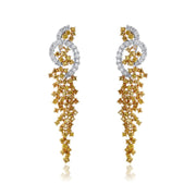 3.50 Carat Fancy Yellow and 0.98 Round Natural Diamond Fashion Earrings in 18K White and Yellow Gold - The Diamond Factory