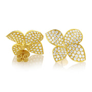 3.60 Carat Natural Diamond Pave Flower Earrings - The Diamond Factory