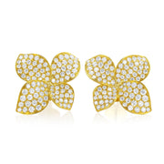 3.60 Carat Natural Diamond Pave Flower Earrings - The Diamond Factory