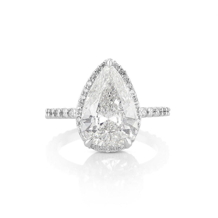 3.82 Carats Pear Natural Diamond Engagement Ring - The Diamond Factory