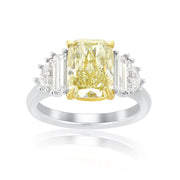 3.99 Carats Fancy Light Yellow Cushion Natural Diamond Ring - The Diamond Factory