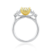 3.99 Carats Fancy Light Yellow Cushion Natural Diamond Ring - The Diamond Factory