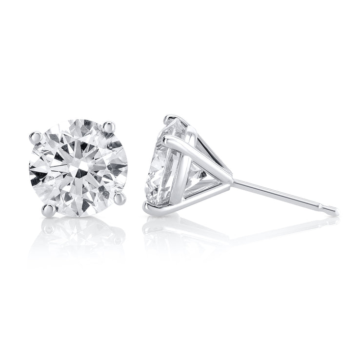 4.04 Carat Round Lab Grown Diamond Ear Studs IGI Certified set in 14K White Gold (4 Prong Setting)