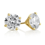 4.18 Carat Round Lab Grown Diamond Ear Studs IGI Certified set in 14K Yellow Gold (4 Prong Setting)