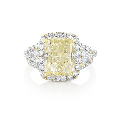 4.00 Carats Fancy Yellow Radiant Natural Diamond Ring